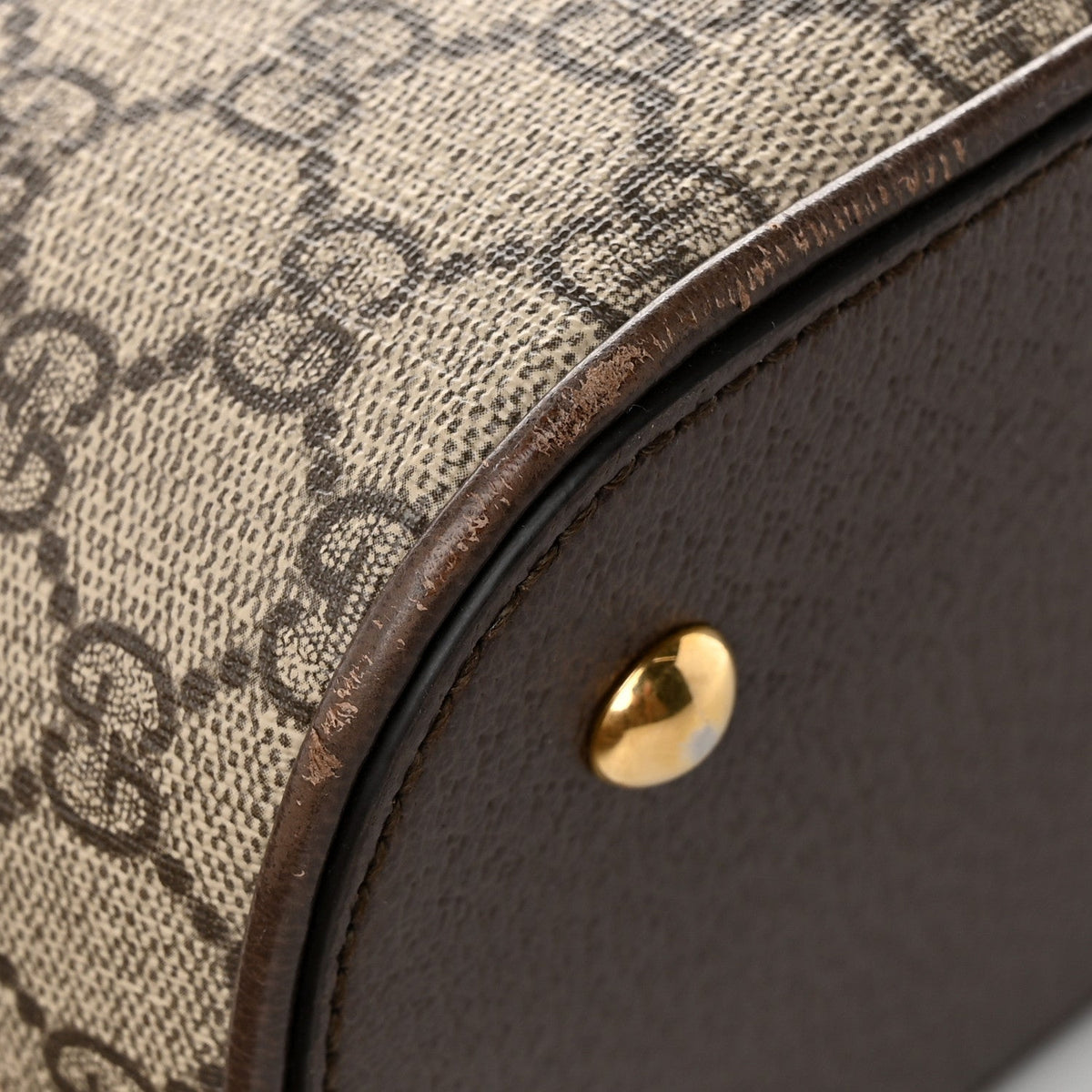 GG Supreme Monogram Web Medium Top Handle Ophidia Dome Shoulder Bag Brown