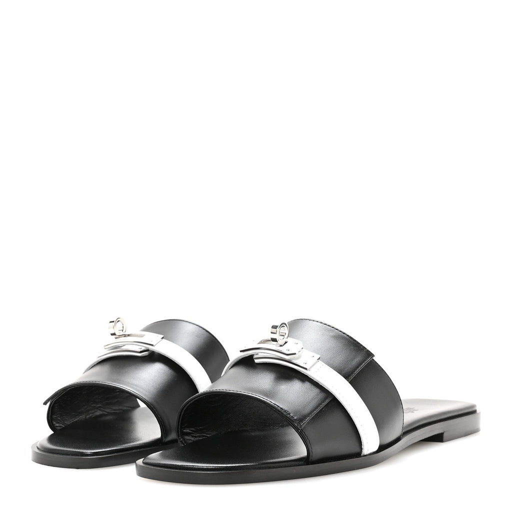 Calfskin Giulia Sandals 39 Black White