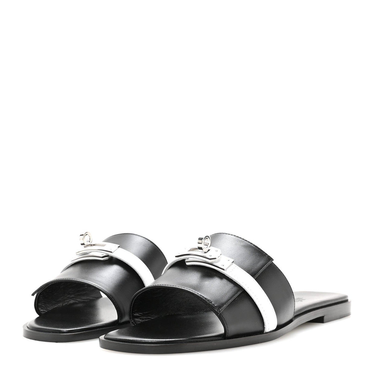Calfskin Giulia Sandals 39 Black White