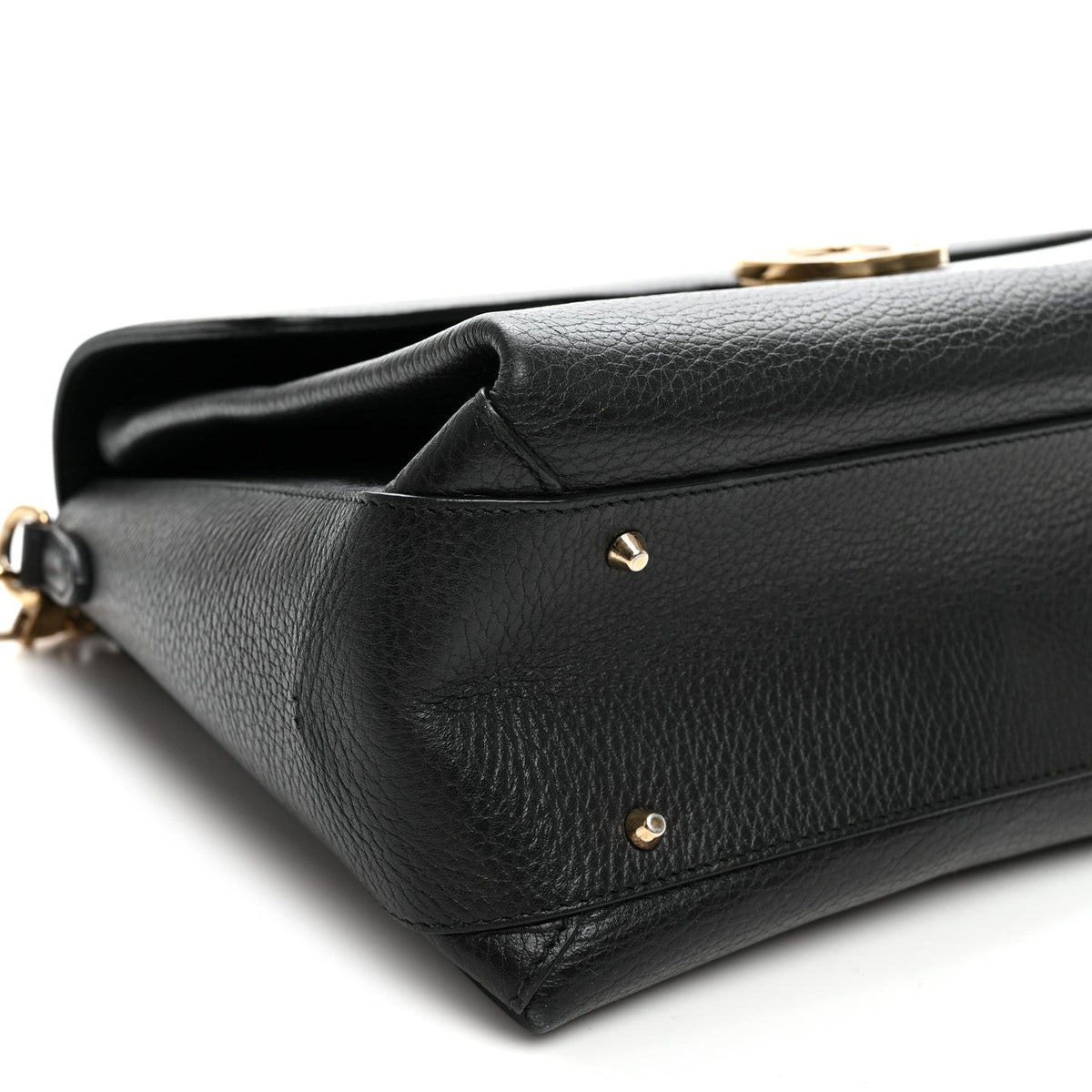 Dollar Calfskin Medium Interlocking G Top Handle Shoulder Bag Black