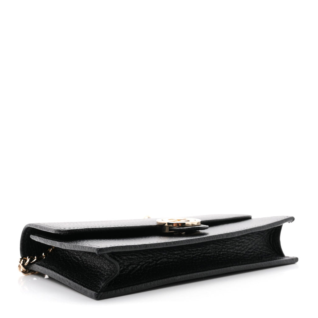 Dollar Calfskin Interlocking G Chain Wallet Black