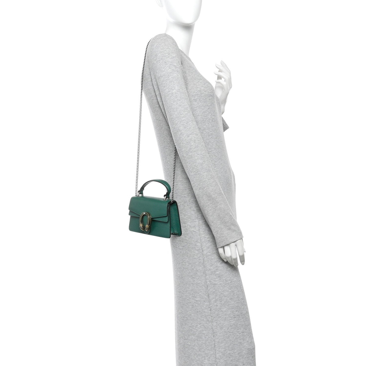 Dollar Calfskin Crystal Mini Dionysus Top Handle Bag Emerald