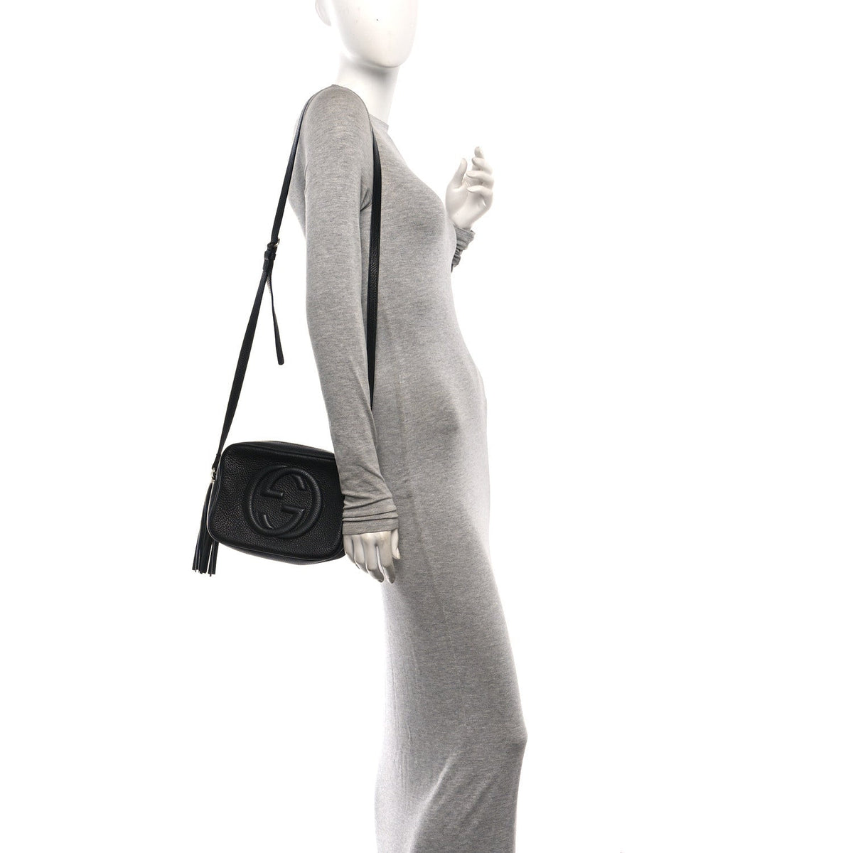 Pebbled Calfskin Small Soho Disco Bag Black