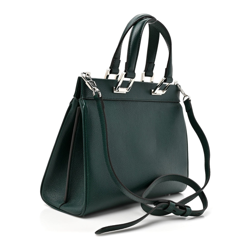 Grainy Calfskin Small Zumi Top Handle Bag Vintage Green