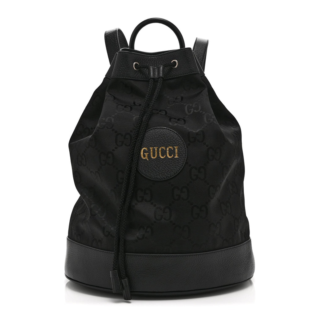 Econyl Nylon Monogram Off The Grid Drawstring Bucket Backpack Black