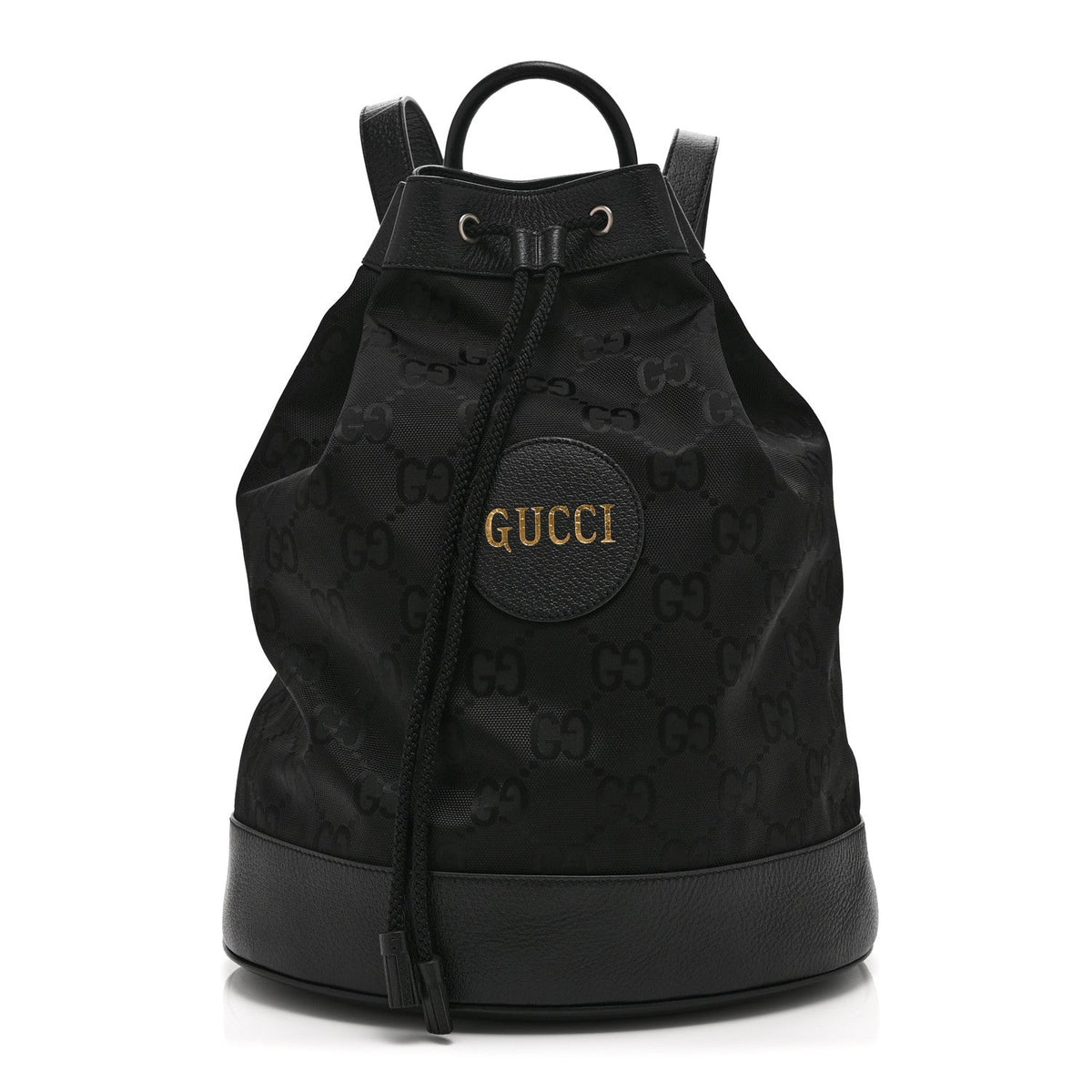 Econyl Nylon Monogram Off The Grid Drawstring Bucket Backpack Black