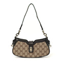 Calfskin Monogram Mini Moon Side Shoulder Bag Brown