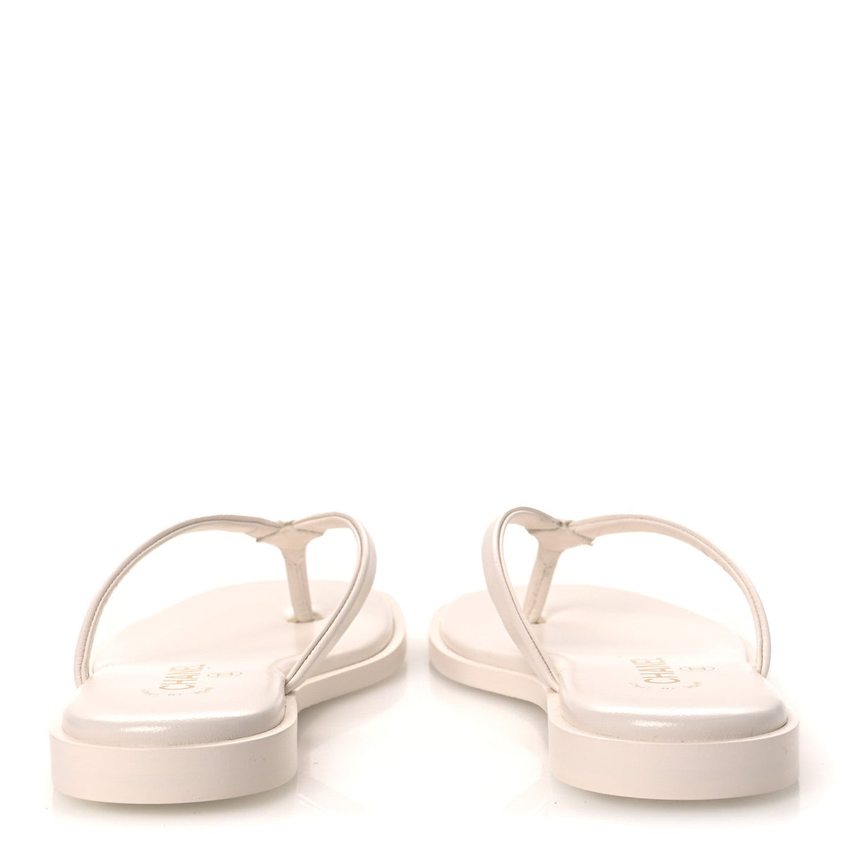 Goatskin CC Times Square Thong Sandals 37 Beige