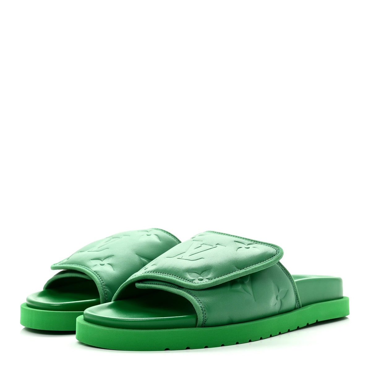 Embossed Monogram Pool Pillow Comfort Mules 9 Green