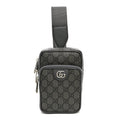 GG Supreme Monogram Textured Dollar Calfskin Mini Ophidia Messenger Grey Black Graphite Grey