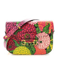 X KEN SCOTT New Shangai Calfskin Pomponica Print Horsebit 1955 Shoulder Bag  Multicolor Fuxia Pompon