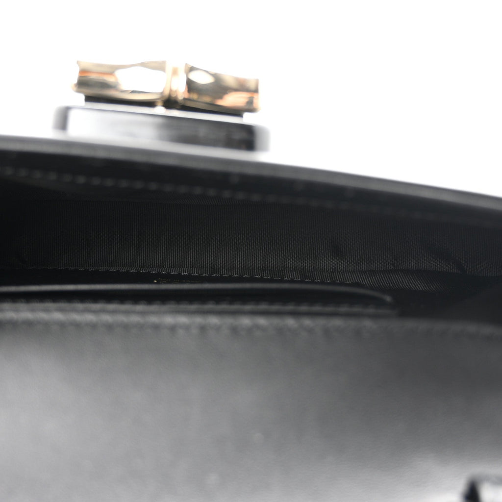 Shiny Calfskin Small Bamboo Night Bag Black