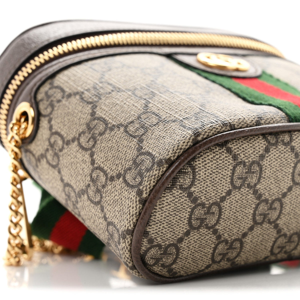 GG Supreme Monogram Textured Dollar Calfskin Web Ophidia Belt Bag 75 30 Beige Ebony New Acero