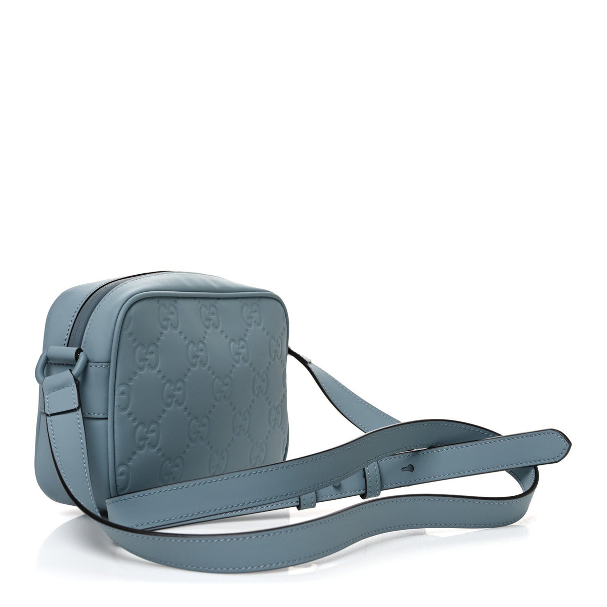 Rubber Effect Calfskin GG Mini Crossbody Bag Light Blue