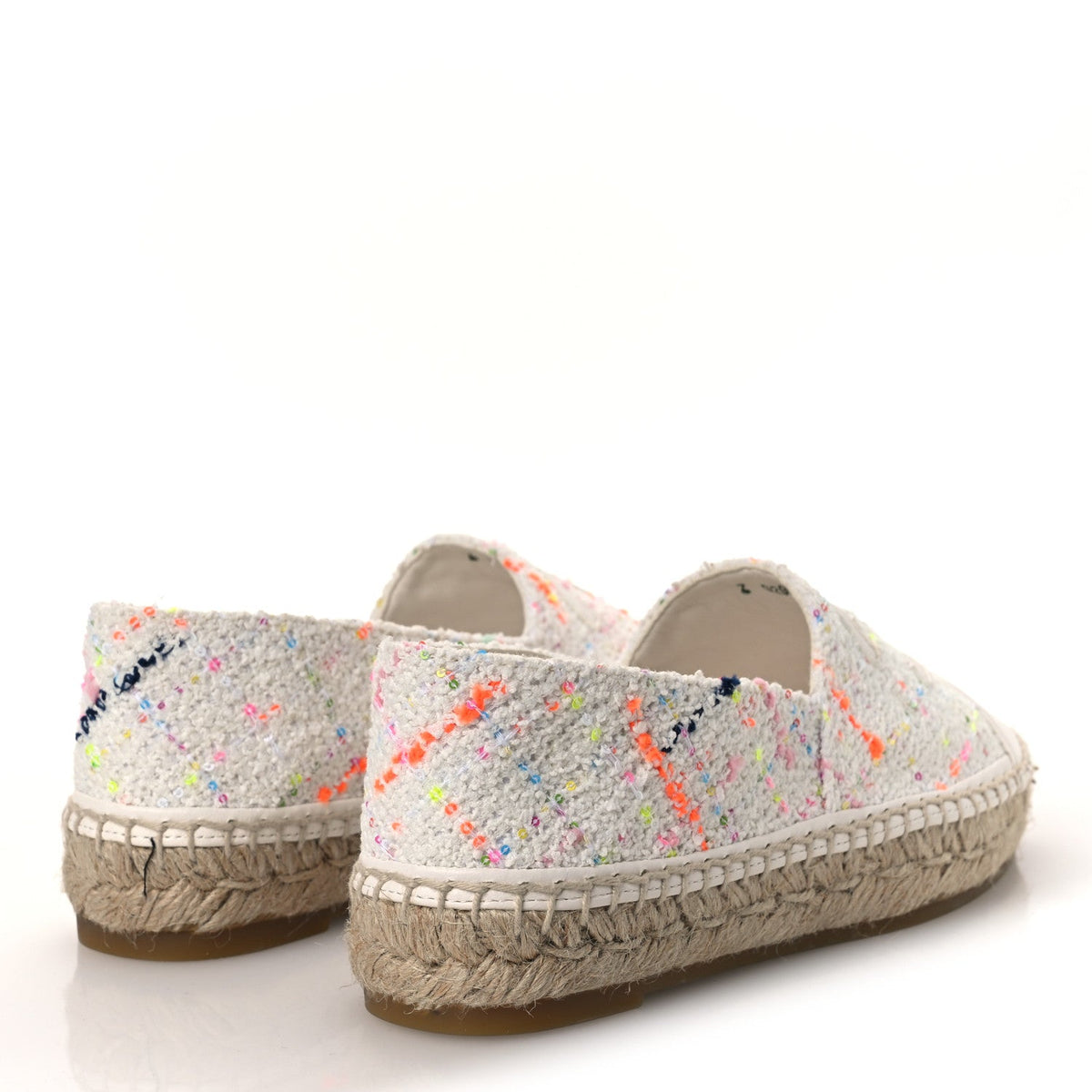 Glittered Tweed Lambskin CC Espadrilles 36  White Multicolor