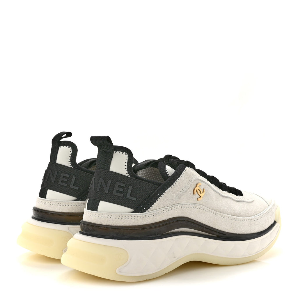 Suede Calfskin Nylon Grosgrain CC Sneakers 38 White
