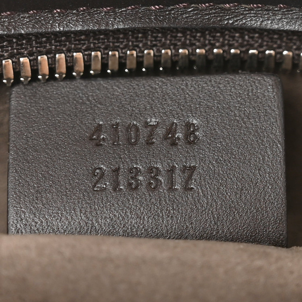 GG Supreme Monogram Medium Zippered Tote Dark Brown