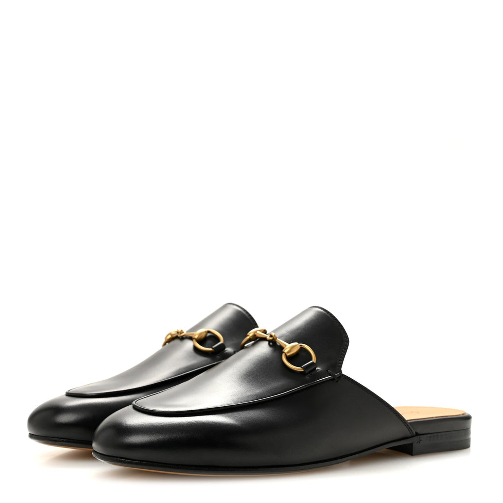 Calfskin Womens Princetown Slippers 37.5 Black