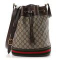 GG Supreme Monogram Web Ophidia Bucket Bag Brown