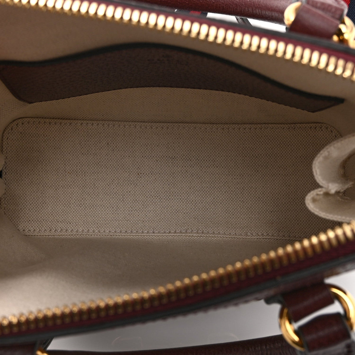Monogram Textured Dollar Calfskin Mini Horsebit 1955 Top Handle Bag Sahara Rubino Chardonnay