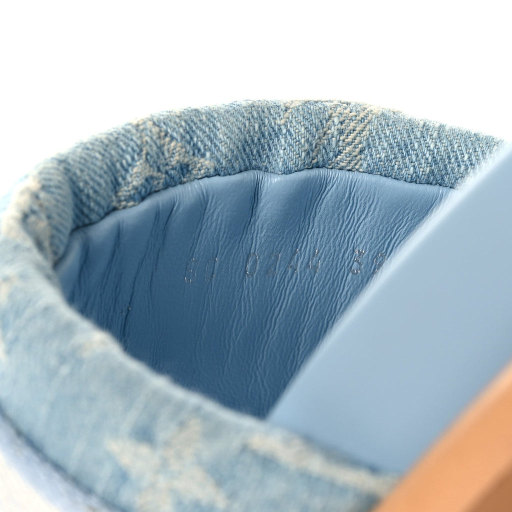 Monogram Denim LV Bliss Womens Comfort Mules 39 Turquoise