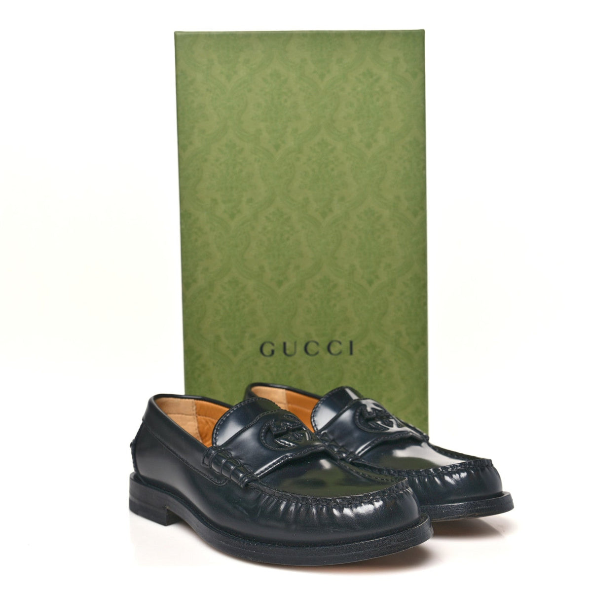 Millennial Ribot Cut Out Interlocking G Loafers 35.5 Black