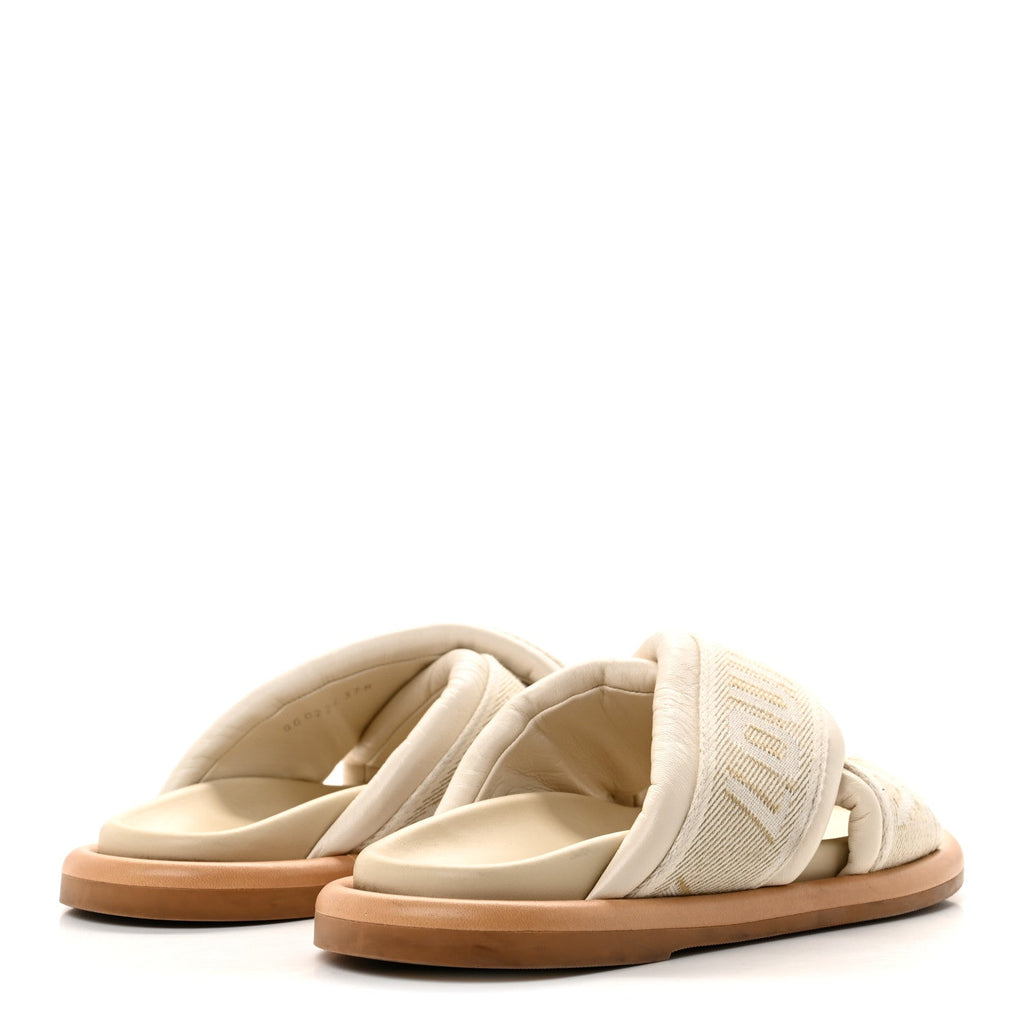 LV Bliss Womens Comfort Cross-Over Mules  37 Ecru