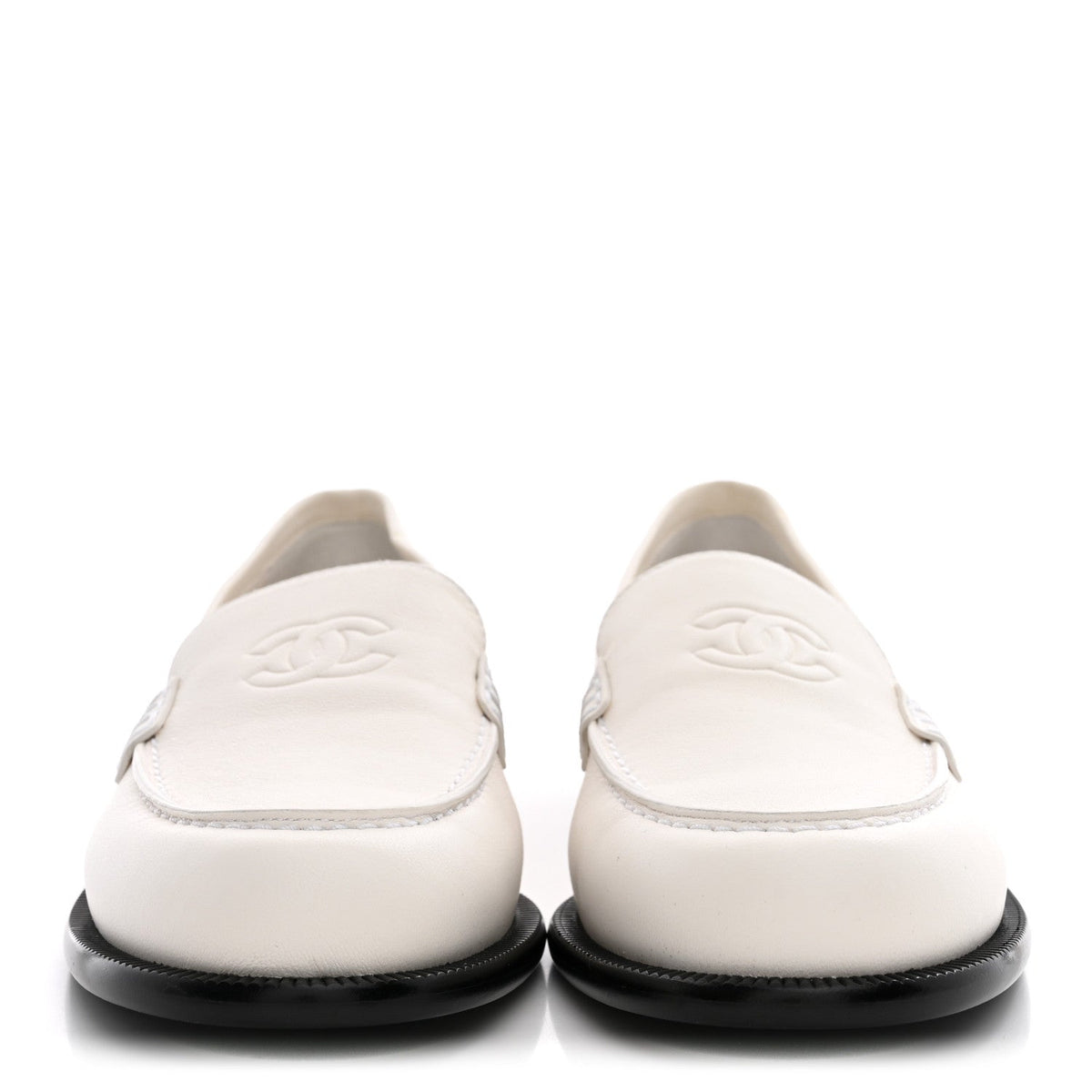 Lambskin CC Mocassin Loafers 38.5 White