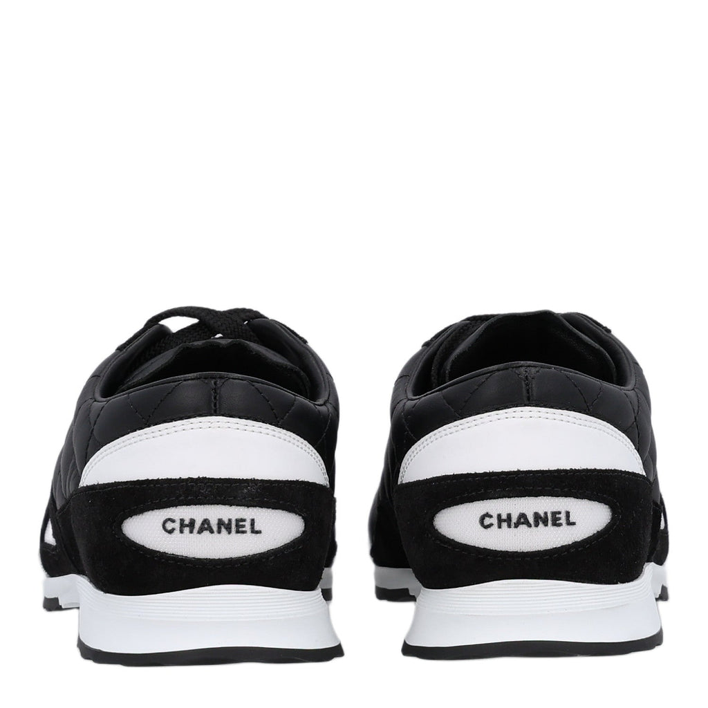 Suede Calfskin Quilted Sneakers 36.5 Black