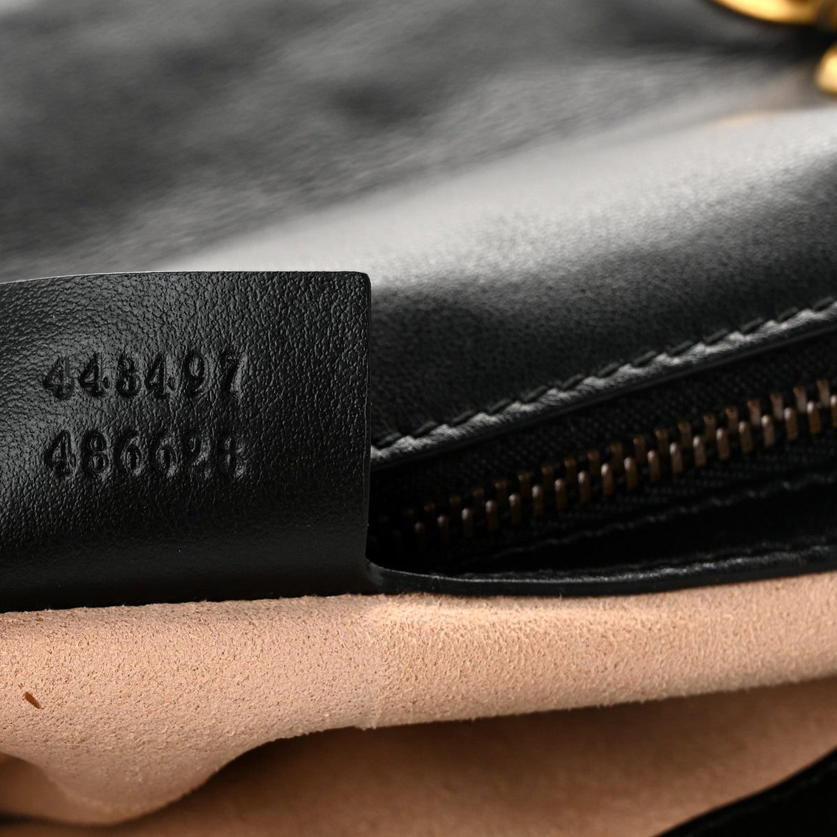 Calfskin Matelasse Small GG Marmont Shoulder Bag Black