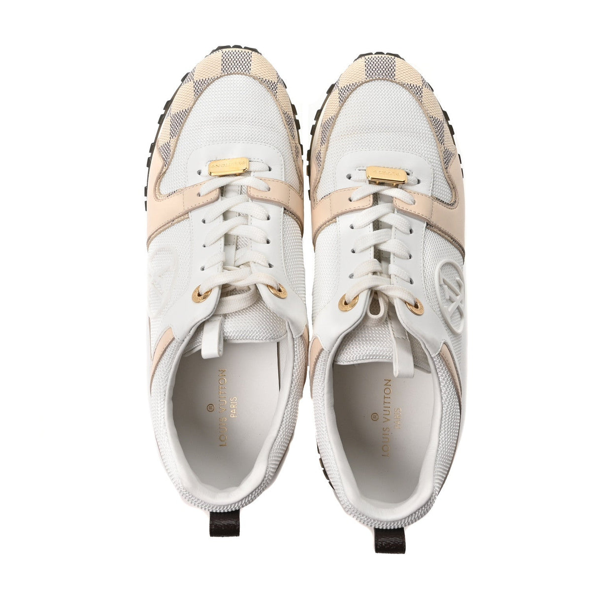 Calfskin Damier Azur Run Away Sneakers 39 White