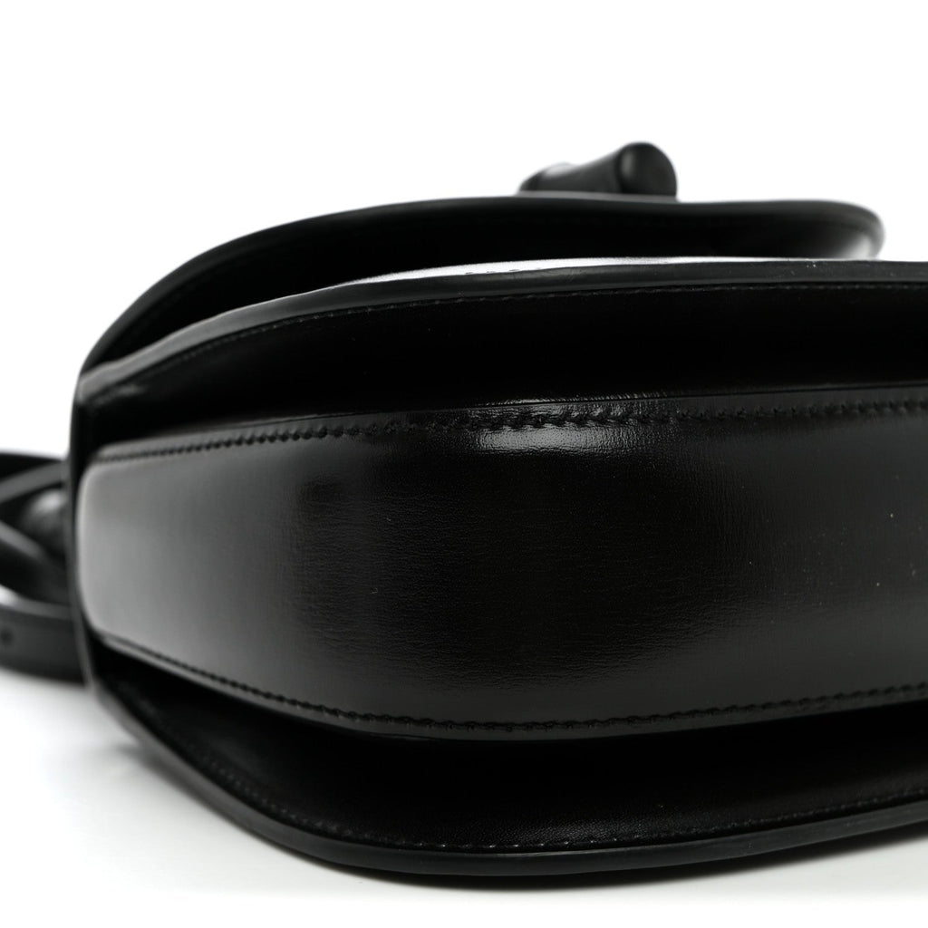 Boarded Dyana Lux Calfskin Web Monochrome Small Bamboo 1947 Top Handle Bag Black