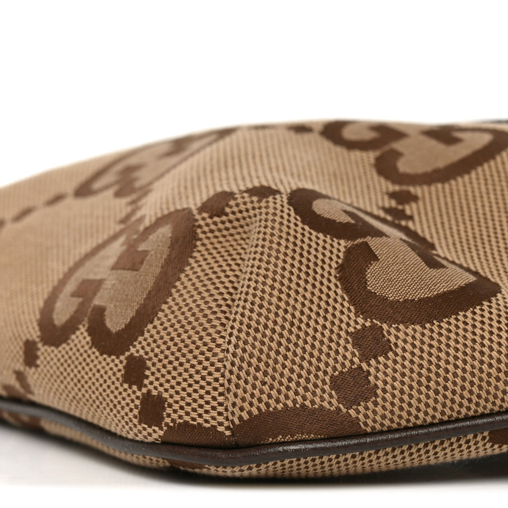 Monogram Jumbo GG Textured Dollar Calfskin Web Belt Bag Camel Ebony New Acero