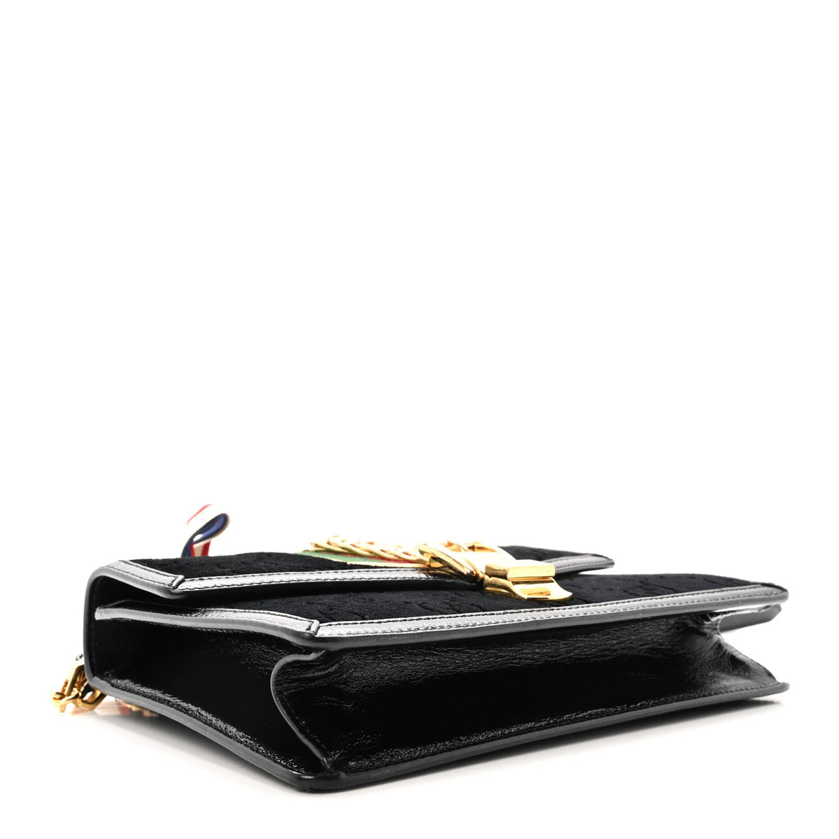 Velvet GG Monogram Small Sylvie Top Handle Bag Black