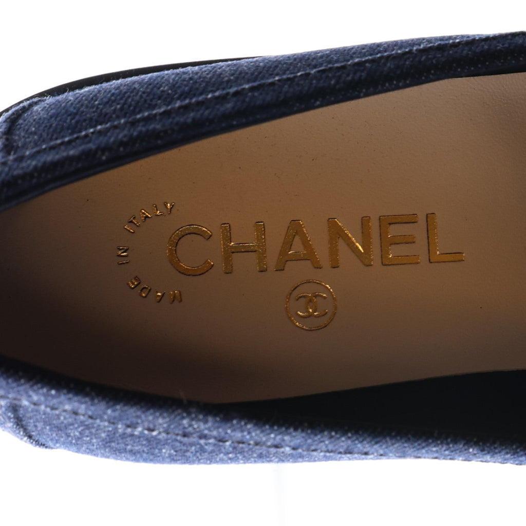 Denim CC Turnlock Loafers 39.5 Dark Blue