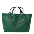 Textured Dollar Calfskin Medium Ophidia Shoulder Tote Bag Green