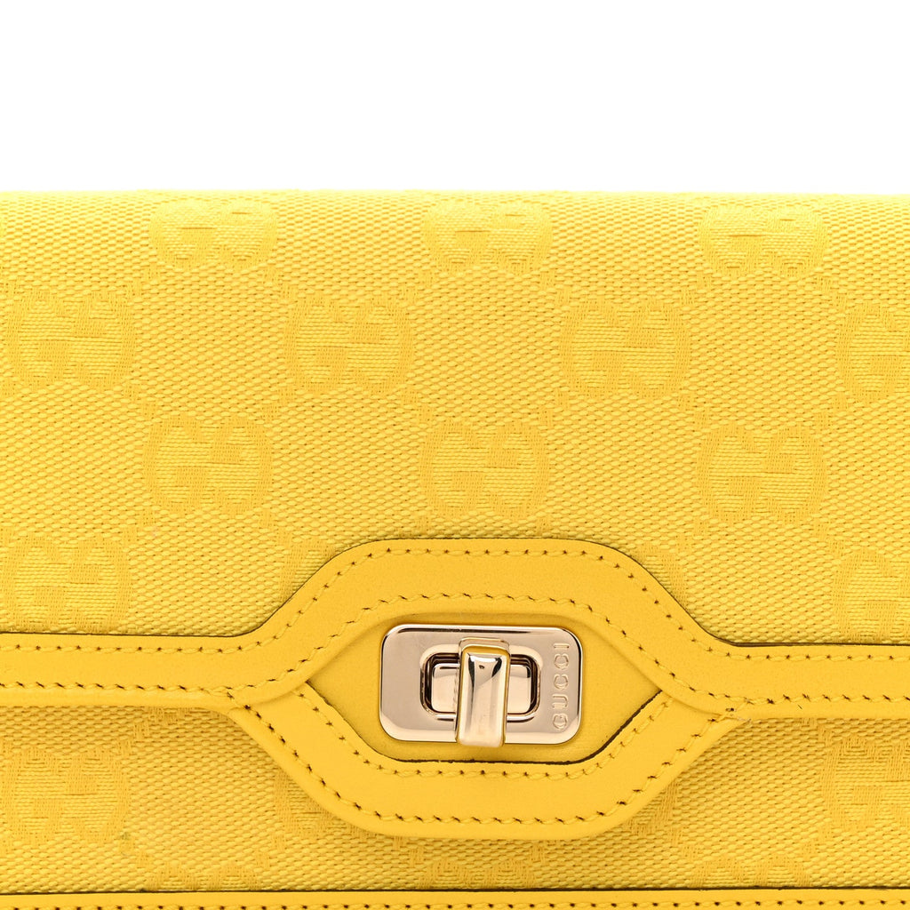 GG Monogram Scratch Lux Calfskin Mini Luce Shoulder Bag Yellow
