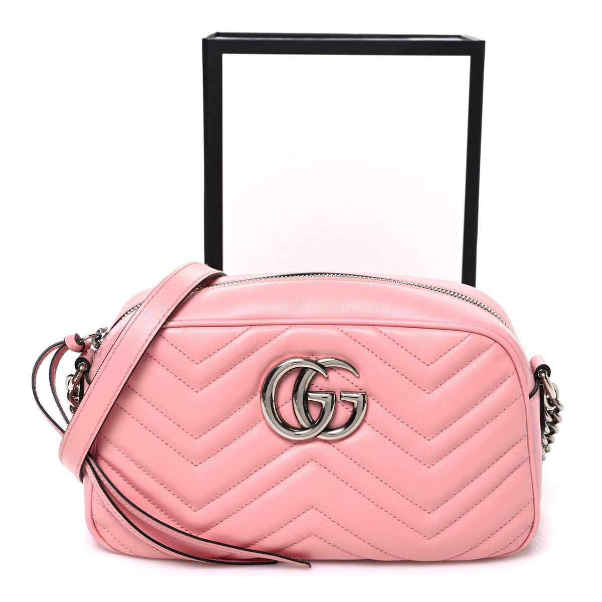Calfskin Matelasse Small GG Marmont Chain Shoulder Bag Wild Rose