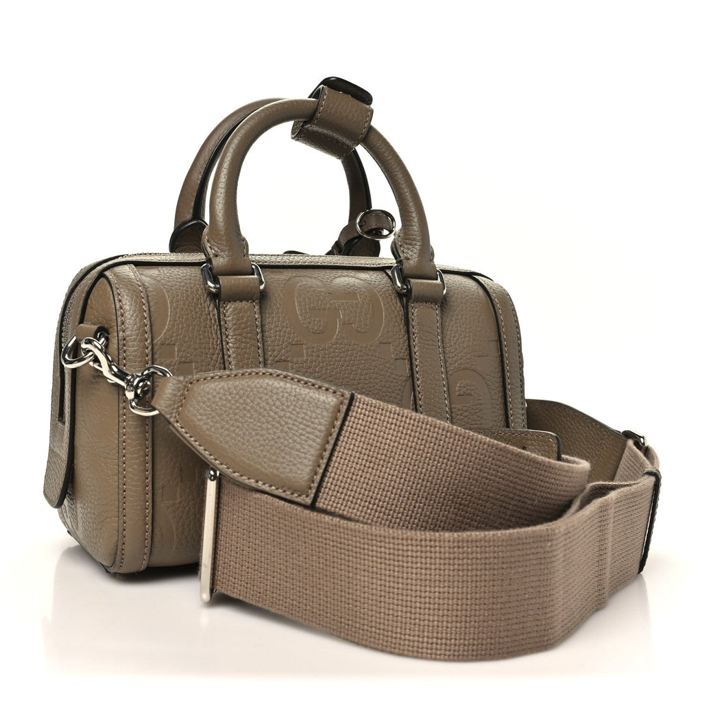 Piuma Calfskin Jumbo GG Embossed Mini Duffle Bag Good Taupe