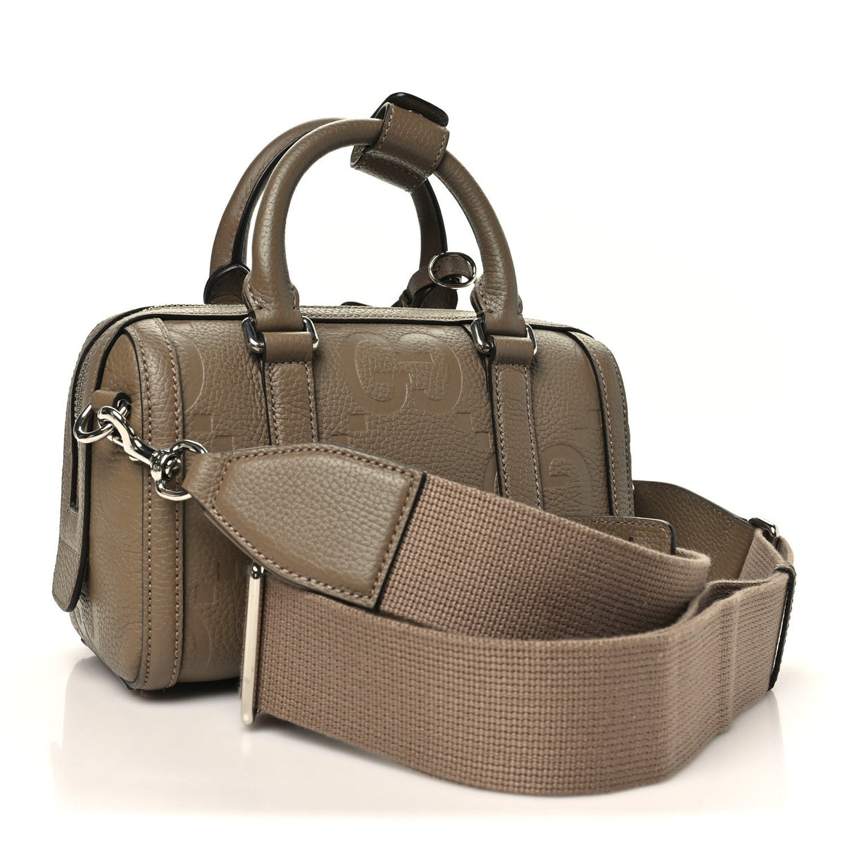 Piuma Calfskin Jumbo GG Embossed Mini Duffle Bag Good Taupe