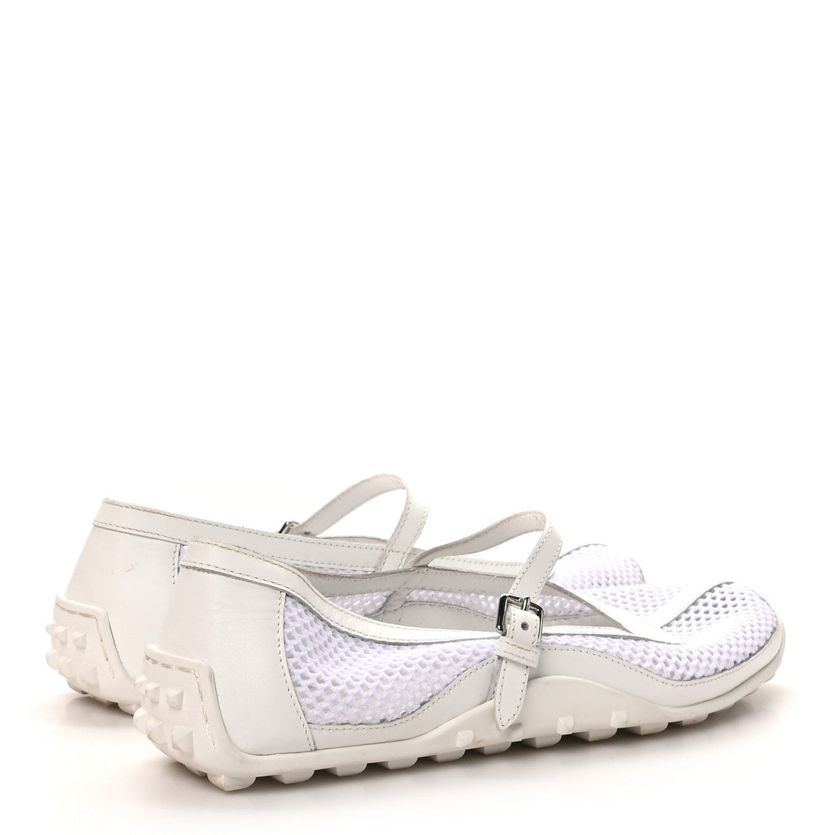 Crochet Knit Calfskin Kichu Ballet Flats 39 White