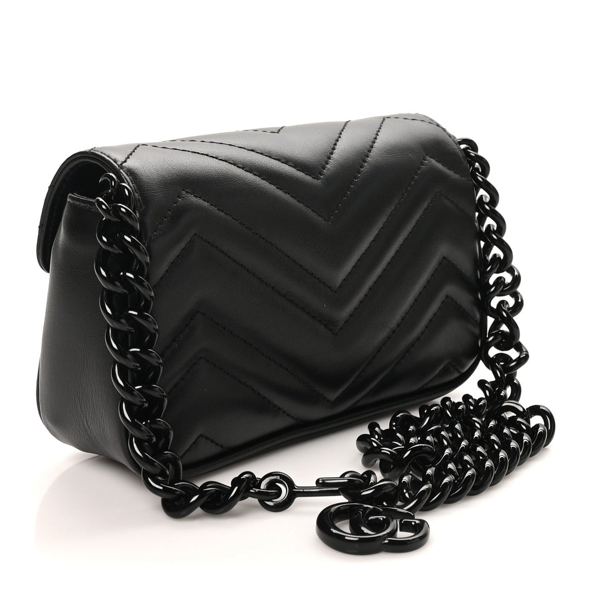Calfskin Matelasse Monochrome GG Marmont Chain Belt Bag Black