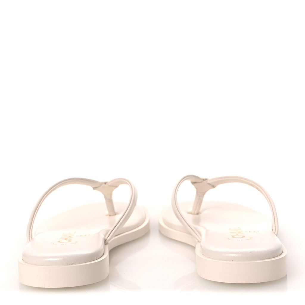 Goatskin CC Times Square Thong Sandals 35 White