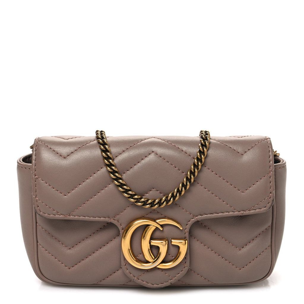 Calfskin Matelasse Super Mini GG Marmont Shoulder Bag Porcelain Rose