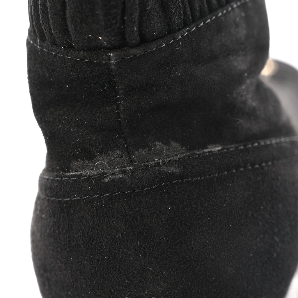 Suede Quilted Lace Up Combat Boots 38.5 Black