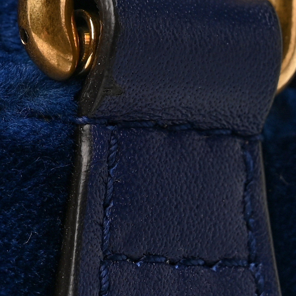 Velvet Matelasse Small GG Marmont Chain Shoulder Bag Cobalt