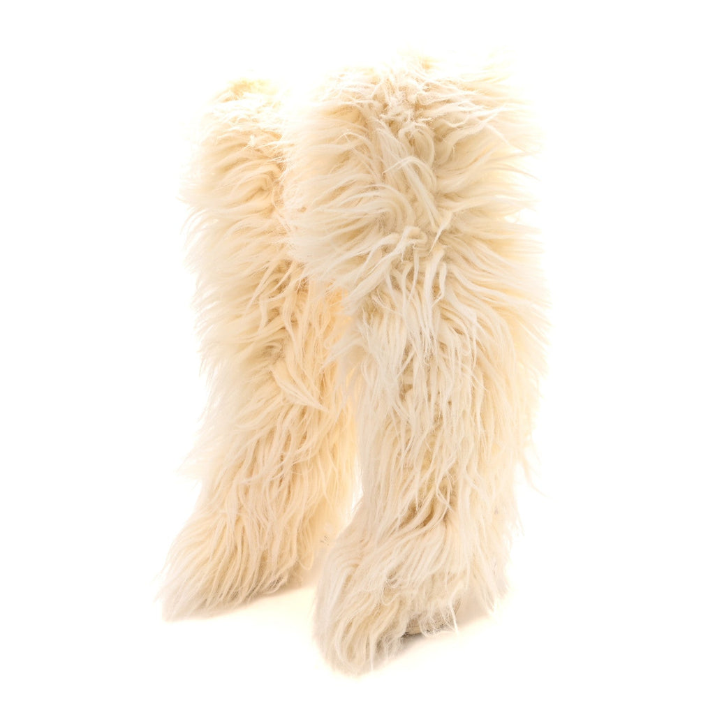 Fantasy Fur Icicle Heel Mukluks Boots 39 Ecru