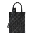 Denim Cuoio Harness GG Monogram Mini Ophidia Tote Bag Black Medium Grey