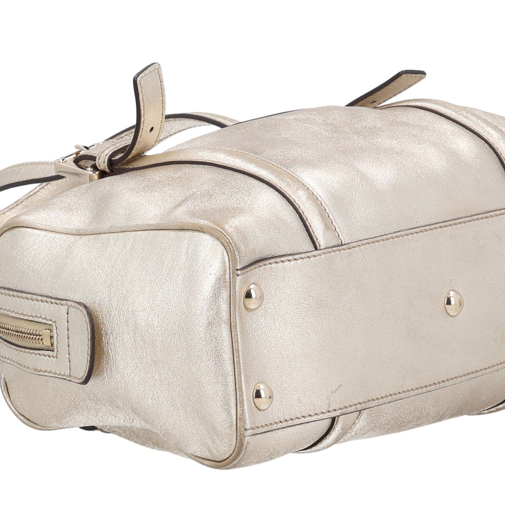 Metallic Calfskin Small Britt Boston Gold