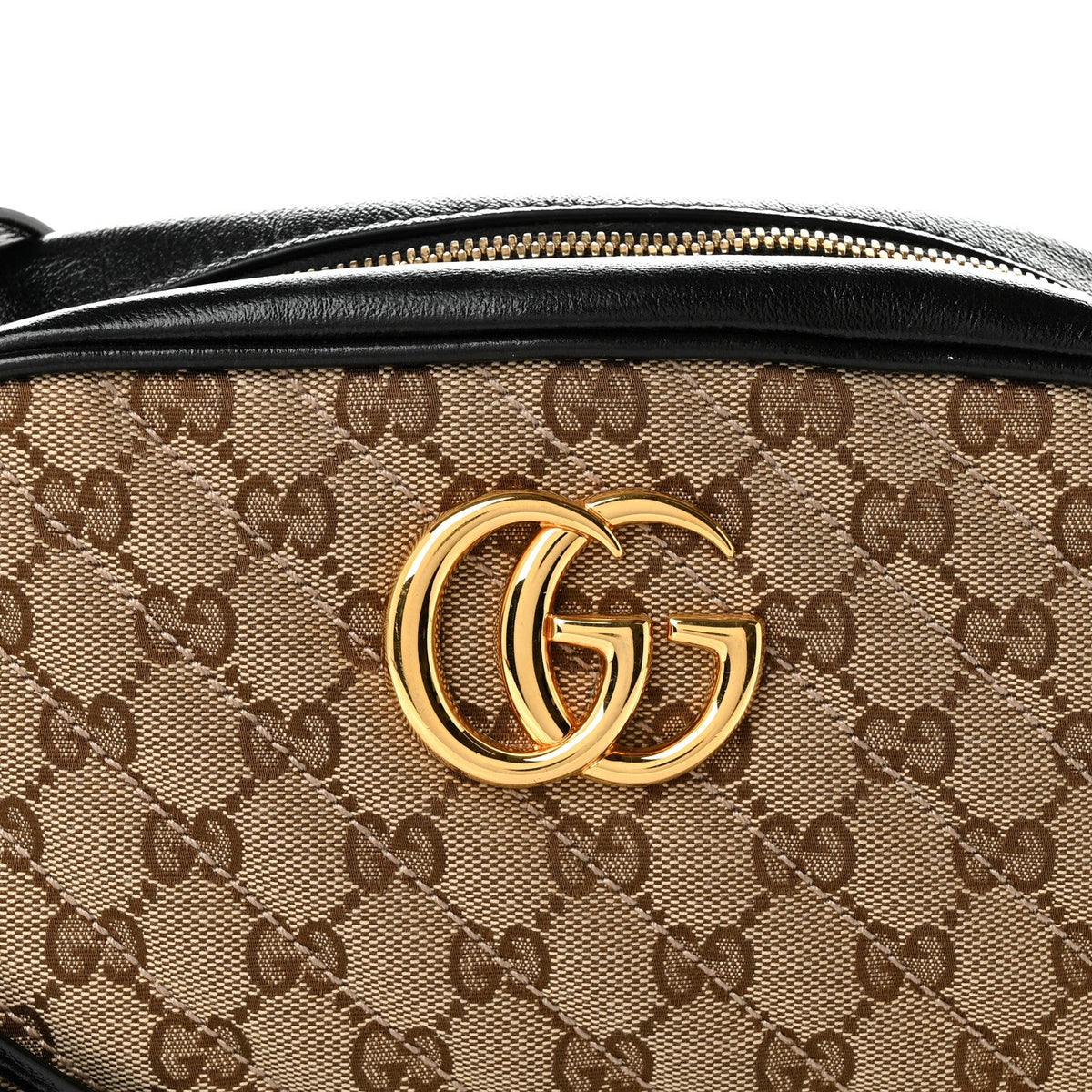 Monogram Matelasse Diagonal Small GG Marmont Chain Shoulder Bag Beige Black